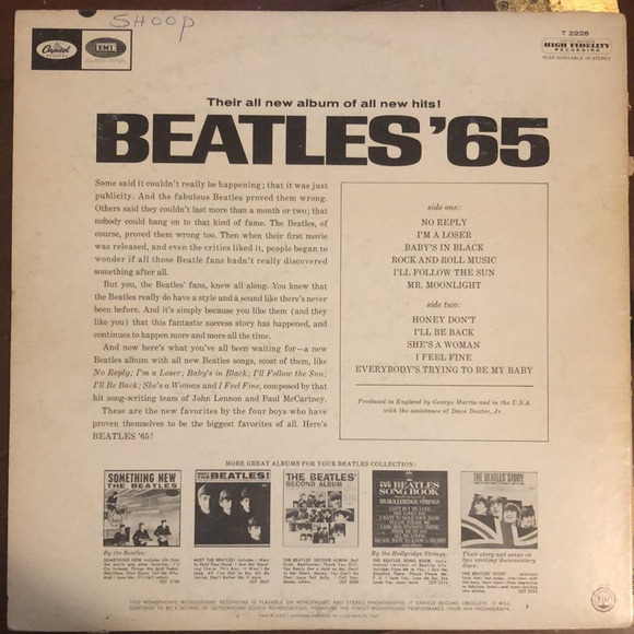 The Beatles '65 Vinyl Lp '64 - Picture 6 of 7